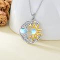 wholesale 925 Sterling Silver Celtic Moon and Stars Pendant Necklace for Women Girls-0-1