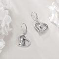 wholesale 925 Sterling Silver Heart-Shaped Cat CZ Dangle Earrings-0-4