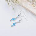 wholesale 925 Sterling Silver Blue Opal Lightning Bolt & Star Dangle Earrings-0-2