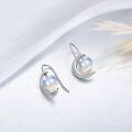 wholesale 925 Sterling Silver Rainbow Moonstone Crescent Star Drop Earrings-0-5