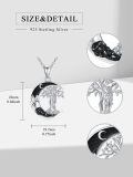 wholesale 925 Sterling Silver Crescent Moon Tree Of Life Couple Pendant Necklace With Black Crystals-0-1