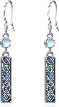 wholesale  Sterling Silver Moonstone & Abalone Celtic Knot Drop Earrings, Irish Inspired Eternal Love Jewelry, Lightweight 0.16-1.57, Gift Box-celtic knot moonstone earrings