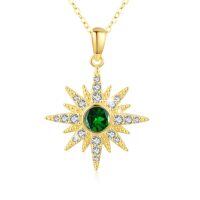 wholesale 925 Sterling Silver Sunburst Pendant With Opal And Cubic Zirconia-May Stone