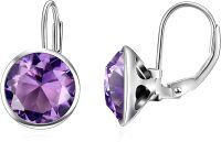 wholesale Sterling Silver Austrian Crystal Bella Leverback Earrings Hypoallergenic Fine Jewelry Gifts-Purple