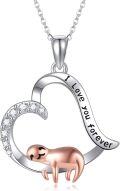 wholesale 925 Sterling Silver I Love You Forever Sloth Heart Pendant Necklace for Women Gifts-0-0