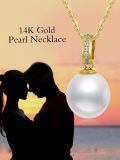 TOUPOP 14K Gold Freshwater Pearl Necklace with Bow/Heart/Dolphin Pendant-0-4