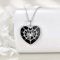 wholesale 925 Sterling Silver Black Onyx Spider Web Heart Pendant Necklace for Women Girls Gothic Halloween s-0-2