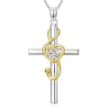 TOUPOP Sterling Silver Cross Treble Clef Pendant Music Note Necklace-0-0