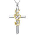 TOUPOP Sterling Silver Cross Treble Clef Pendant Music Note Necklace-0-0