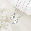wholesale 925 Sterling Silver Big Sis Little Sis Heart Pendant Necklaces for Sisters Matching Jewelry Set-0-4