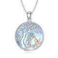 wholesale 925 Sterling Silver Moonstone Tree of Life Cat Pendant Necklace for Women Mom Wife Cat Lovers Gift-0-0