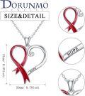 wholesale 925 Sterling Silver Hope Heart with Red Ribbon Breast Cancer Awareness Pendant Necklace-0-1