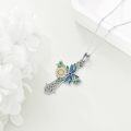 wholesale 925 Sterling Silver Flower & Butterfly Cross Pendant Necklace for Women Girls Christian Gift Jewelry-0-4