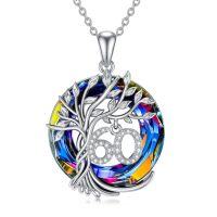 wholesale TOUPOP Birthday Gifts For Women 925 Sterling Silver Tree Of Life Year Old Necklace Circle Crystal Jewelry Christmas Gifts For Her Wife Mom Mother Grandma Grandmother -style_name:60th-Volcanic Crystal