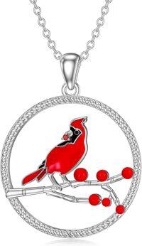 wholesale Mothers Day Gifts For Mom Cardinal Necklace For Women Sterling Silver Red Bird Cardinal Pendant Necklace Memorial Jewelry Gifts For Women Friends -undefined