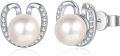 wholesale 925 Sterling Silver Round Freshwater Pearl and Cubic Zirconia Stud Earrings for Women/Mom/Wife-0-0
