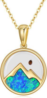 wholesale 14K Gold Blue Fire Opal Mountain Pendant Necklace for Women - 28 Chain-C-Mustard Seed & Opal