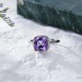 wholesale Sterling Silver Amethyst & CZ Ring - Adjustable Size 6-8, February Birthstone, Elegant Gift-0-3