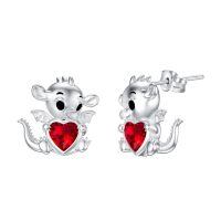wholesale 925 Sterling Silver Birthstone Cute Dinosaur Stud Earrings for Women-January