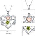 wholesale 925 Sterling Silver Peridot and Rose Gold Heart Pendant Necklace for Women Gifts-0-2