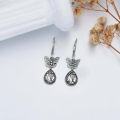 wholesale 925 Sterling Silver Butterfly Earrings with Austrian Simulated Birthstone Crystals Vintage Retro Oxidized Dangle Drop Jewelry Gifts for Women-0-3