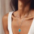 wholesale 925 Sterling Silver & Natural Teardrop Turquoise Pendant Necklace with Rhodium Plated Chain-0-2