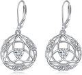 wholesale Sterling Silver Simulated Abalone Celtic Knot Dangle Earrings-0-11