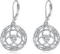 wholesale Sterling Silver Simulated Abalone Celtic Knot Dangle Earrings-April Celtic