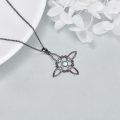 wholesale 925 Sterling Silver Moonstone Celtic Witch Knot Cross Pendant Necklace Pagan Jewelry-0-1