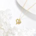 wholesale 10K Gold Crystal Flower Heart Pendant Necklace for Women-0-3