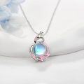 wholesale 925 Sterling Silver Pink Enamel Swan with Blue Moonstone Pendant Necklaces for Women's  Ideas-0-1
