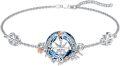 wholesale 925 Sterling Silver Blue Crystal Compass Rose Birthstone Bracelet with Black Cats and Hearts Gifts for Women & Moms-0-0