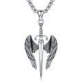 wholesale 925 Sterling Silver Angel Wing Sword Dagger Pendant Necklace for Men-0-0