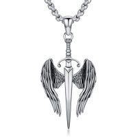 wholesale 925 Sterling Silver Angel Wing Sword Dagger Pendant Necklace for Men-E01