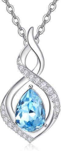 wholesale 925 Sterling Silver Infinity Birthstone Necklace for Women Mom Wife Mother s Day Gift-03 Mar