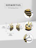 wholesale 925 Sterling Silver Bee Stud Earrings with Black and Yellow Stripes - Cute Insect  for Women Girls-0-1