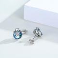 wholesale 925 Sterling Silver Blue Crystal Octopus Stud Earrings Sea Life Jewelry for Women Girls-0-1