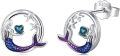 wholesale 925 Sterling Silver Mermaid Stud Earrings for Women Ocean Animal Beach Theme Jewelry Birthday Gifts for Girlfriend-0-0