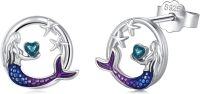 wholesale 925 Sterling Silver Mermaid Stud Earrings for Women Ocean Animal Beach Theme Jewelry Birthday Gifts for Girlfriend-Mermaid Earrings