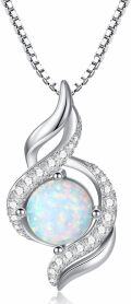 wholesale Sterling Silver 7 Color Opal Infinity Swirl Pendant Necklace (18 +2 )-0-9