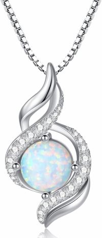 wholesale Sterling Silver 7 Color Opal Infinity Swirl Pendant Necklace (18 +2 )-Red Green White