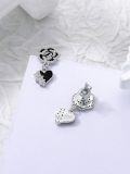 wholesale  925 Sterling Silver Cubic Zirconia Black Rose & Heart Stud Earrings for Women, Valentine's Gift-0-3