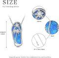 wholesale 925 Sterling Silver Blue Opal Palm Tree Flip Flop Pendant Necklace-0-1