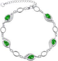 wholesale  Sterling Silver Birthstone Bracelets for Women Mom Grandma -Emerald