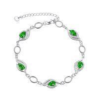 wholesale 925 Sterling Silver Birthstone Bracelets for Women Mom Grandma-Emerald