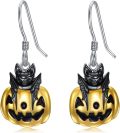 wholesale 925 Sterling Silver Halloween Pumpkin Bat Skull Drop Dangle Earrings for Women-0-0