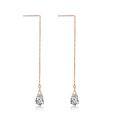 wholesale 925 Sterling Silver CZ Teardrop Chain Threader Drop Dangle Earrings for Women Girls-0-5