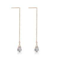 wholesale 925 Sterling Silver CZ Teardrop Chain Threader Drop Dangle Earrings for Women Girls-C-Rose Gold teardrop earrings