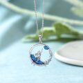 wholesale 925 Sterling Silver Blue Enamel Mermaid Pendant Necklace with Starfish and Shell Charm Gifts for Women-0-1