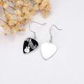 wholesale Silver Metal Music Note Guitar Pick Drop Dangle Hook Earrings for Women Girls-0-3